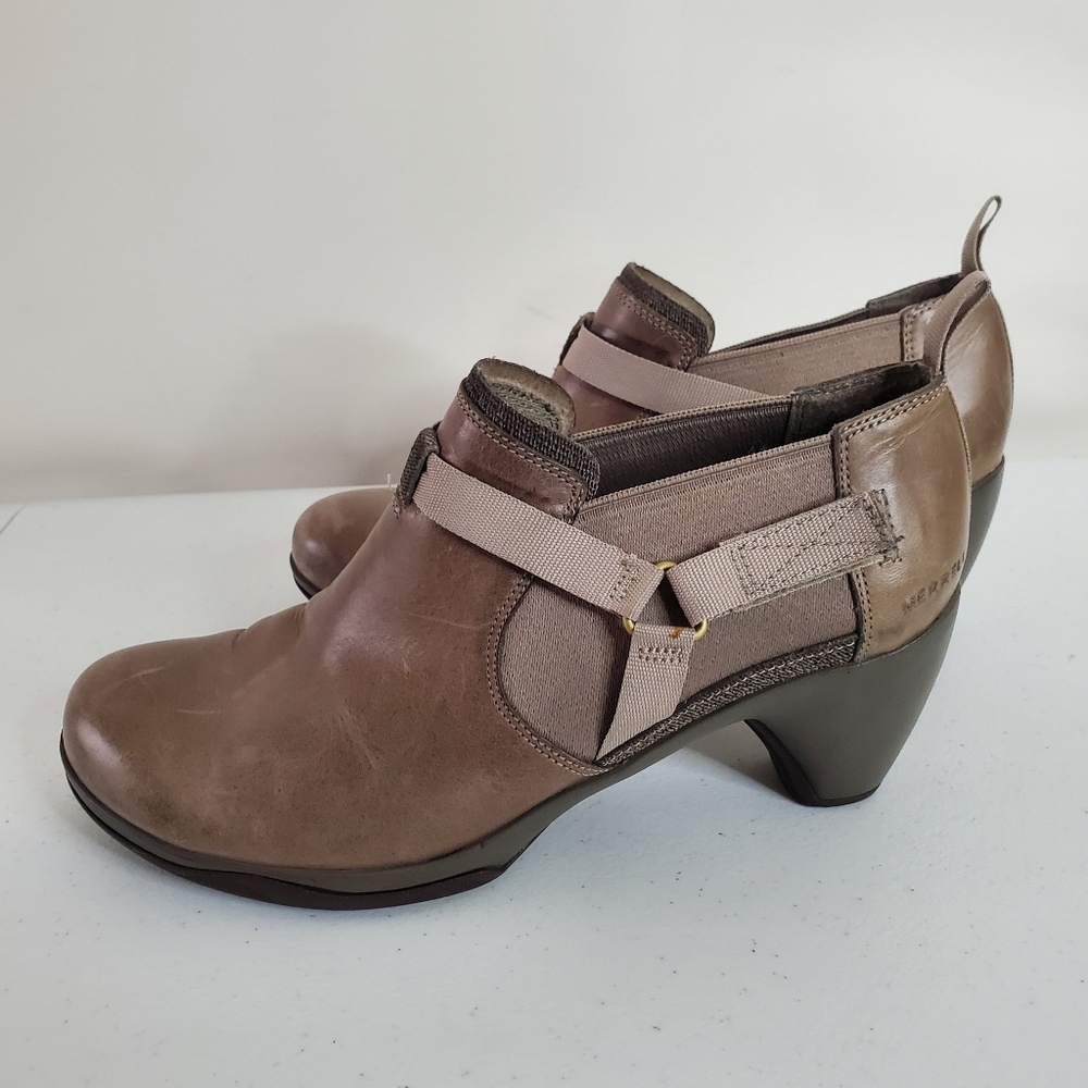 Merrell Evera Rush Leather Ankle Boots Size 10 Distressed Look Booties Taupe